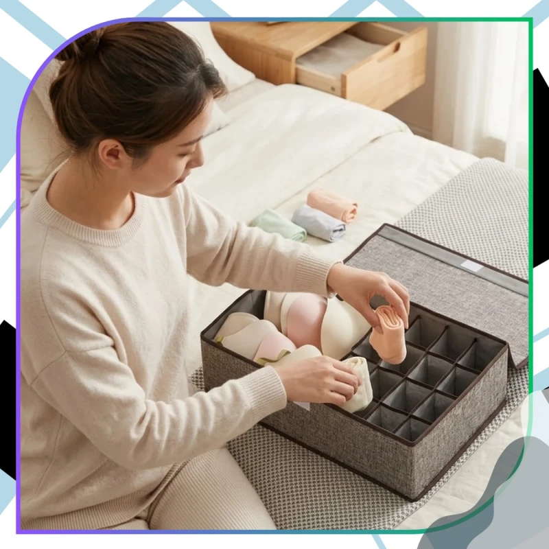 Organizer Do Szuflady Na Skarpetki Bieliznę 17 Przegród Szary 6.webp