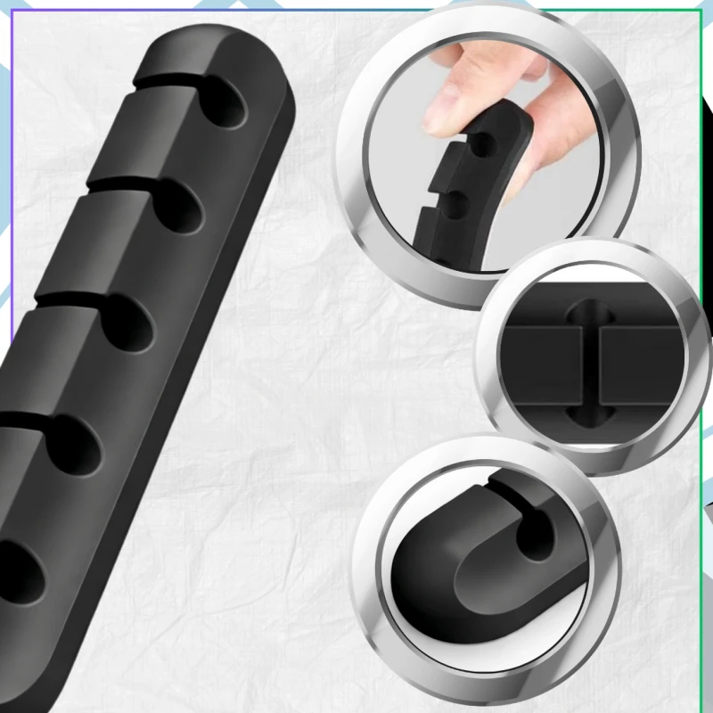 Zestaw 3 organizerów przewodów na biurko samoprzylepny3.webp