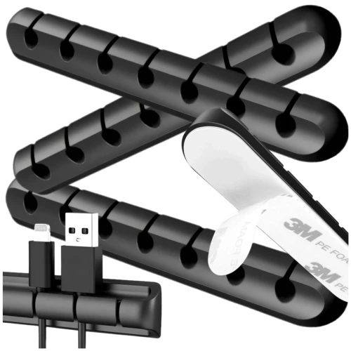 Zestaw 3 organizerów przewodów na biurko samoprzylepny