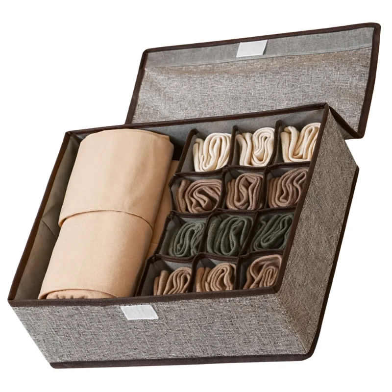 Organizer Na Skarpetki Bieliznę Składany Pojemnik 13 Przegród Szary1.webp