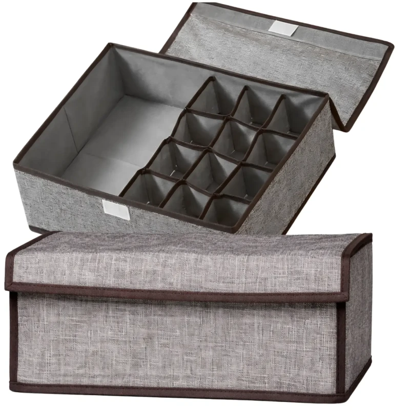Organizer Na Skarpetki Bieliznę Składany Pojemnik 13 Przegród Szary3.webp