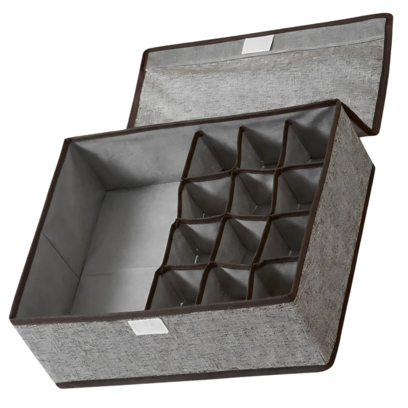 Organizer Na Skarpetki Bieliznę Składany Pojemnik 13 Przegród Szary4.webp