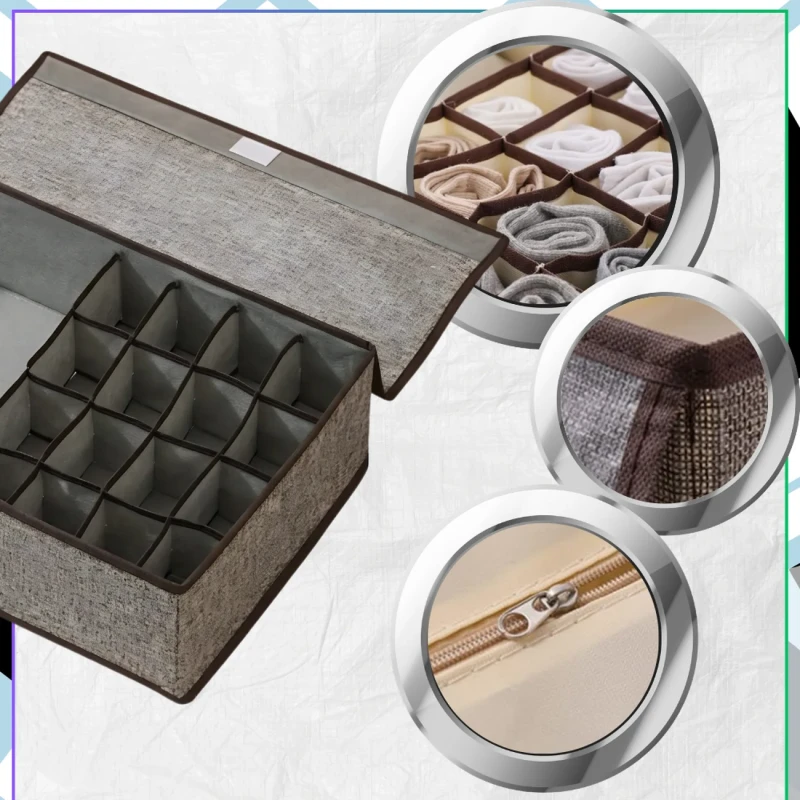 Organizer Na Skarpetki Bieliznę Składany Pojemnik 13 Przegród Szary5.webp