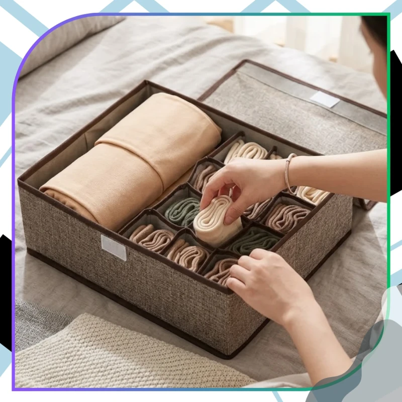 Organizer Na Skarpetki Bieliznę Składany Pojemnik 13 Przegród Szary8.webp