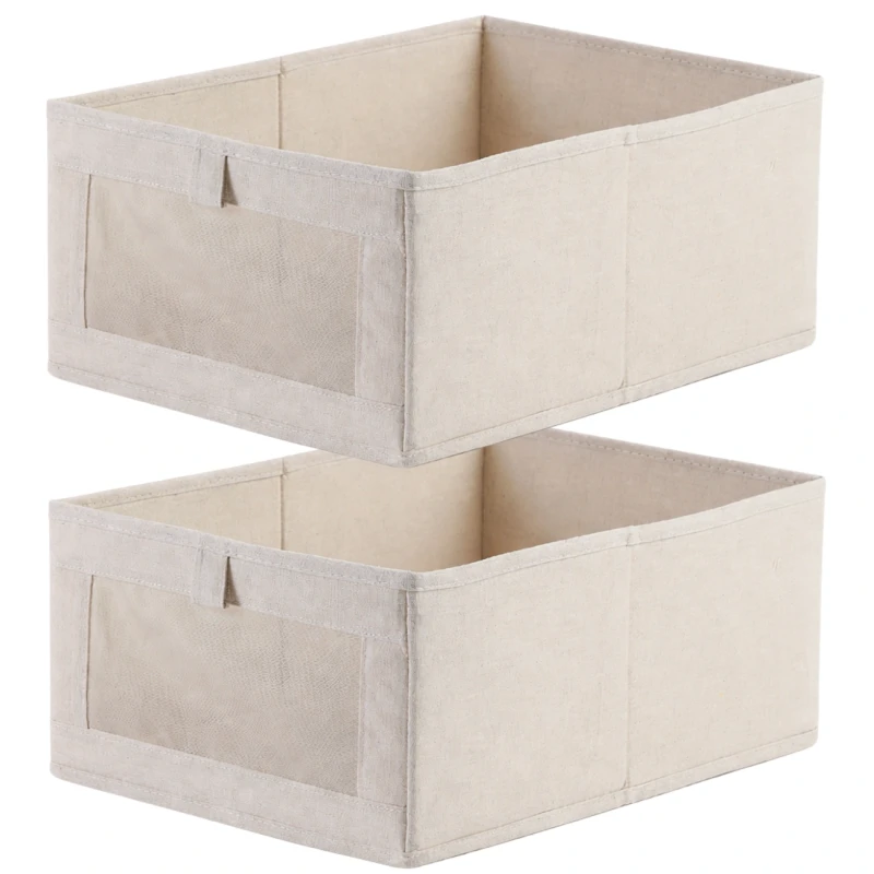 Pudełko Do Przechowywania Ubrań Beżowe Organizer 2 Sztuki Szafa4.webp