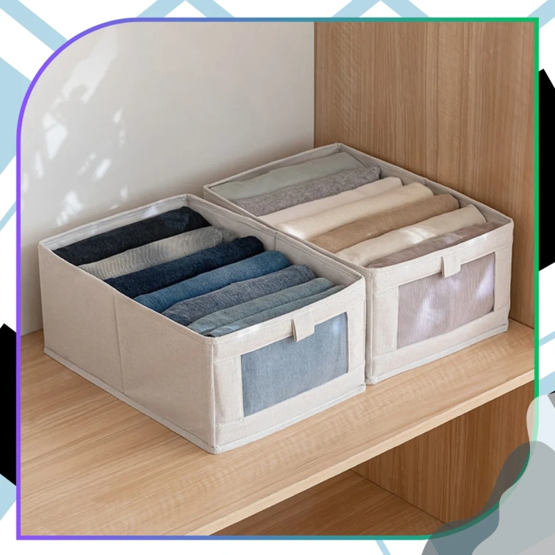 Pudełko Do Przechowywania Ubrań Beżowe Organizer 2 Sztuki Szafa6.webp