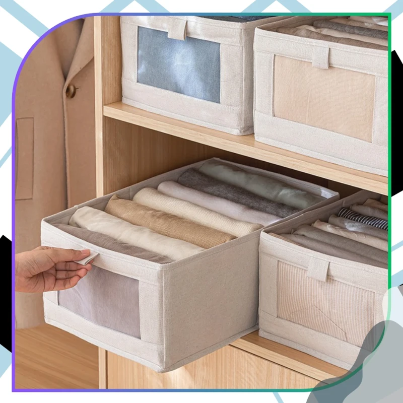 Pudełko Do Przechowywania Ubrań Beżowe Organizer 2 Sztuki Szafa8.webp