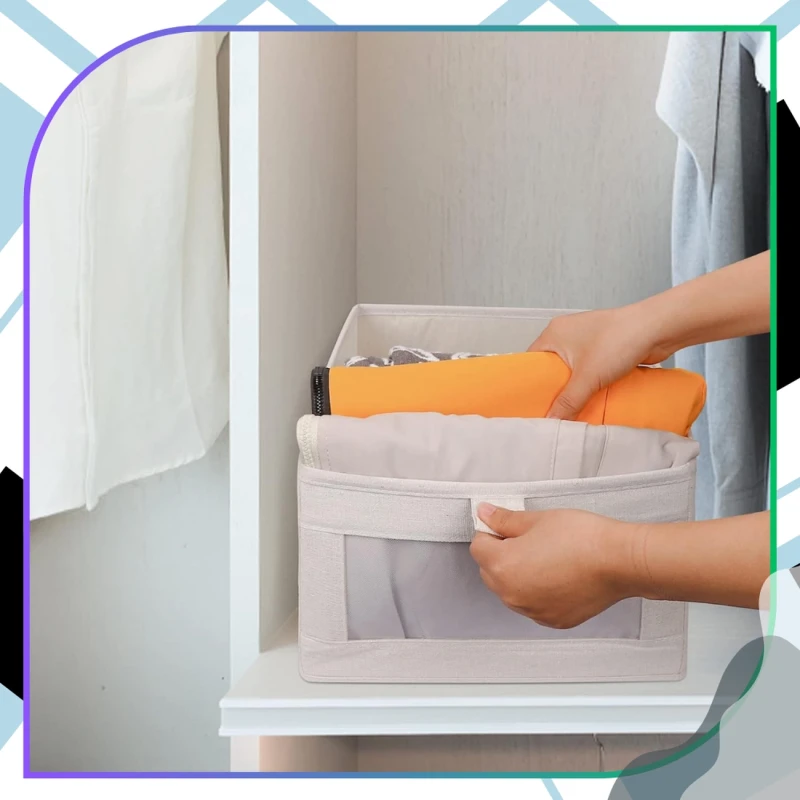 Pudełko Do Przechowywania Ubrań Beżowe Organizer 2 Sztuki Szafa10.webp