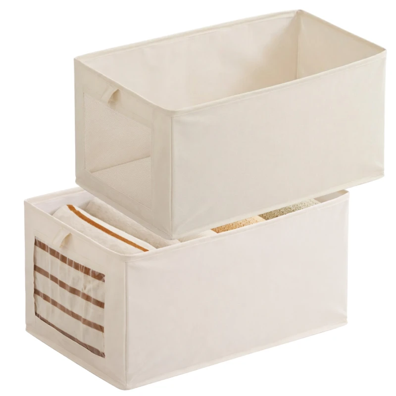 Organizer Do Szafy Na Spodnie Beżowy Zestaw 2 Sztuki Pudełko2.webp