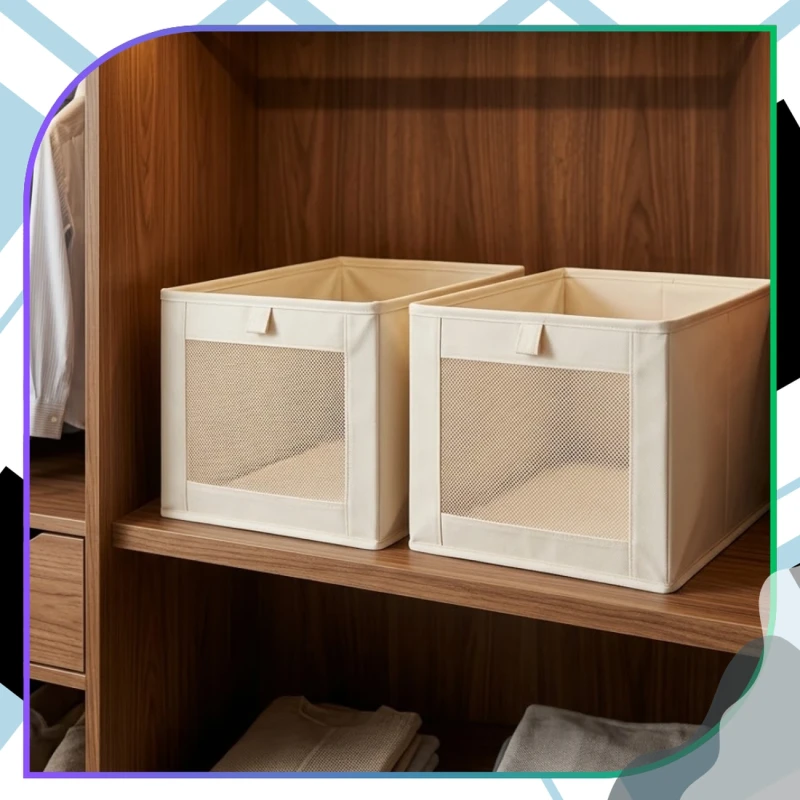 Organizer Do Szafy Na Spodnie Beżowy Zestaw 2 Sztuki Pudełko7.webp