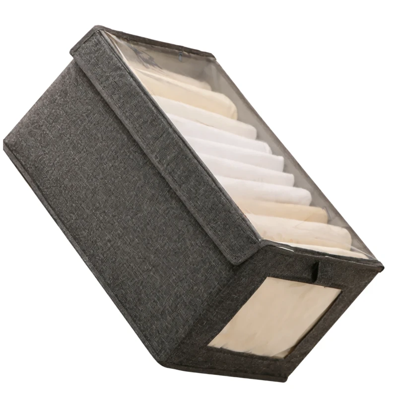 Szary Organizer Na Ubrania Z Pokrywą Pojemnik Do Szafy 40x25x201.webp