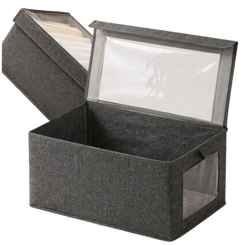 Szary Organizer Na Ubrania Z Pokrywą Pojemnik Do Szafy 40x25x203.webp