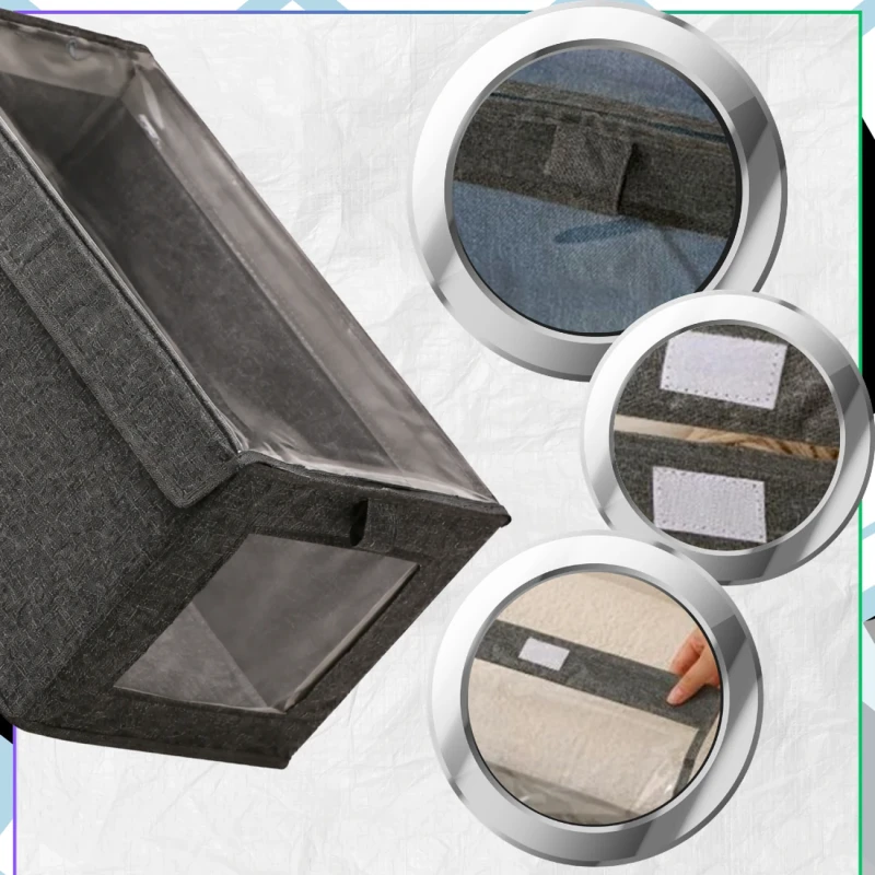 Szary Organizer Na Ubrania Z Pokrywą Pojemnik Do Szafy 40x25x206.webp