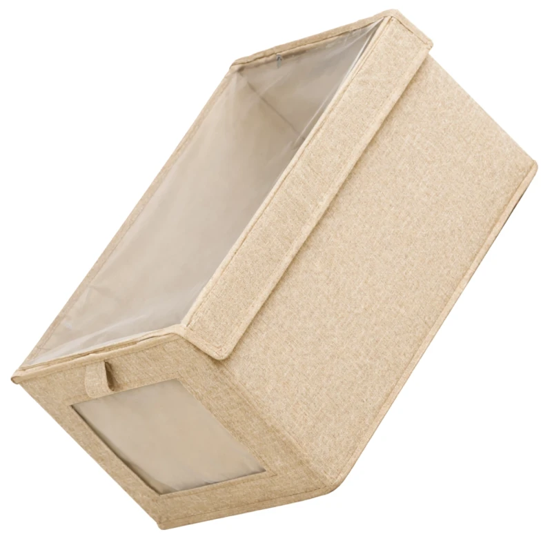 Beżowy Organizer Na Ubrania Z Okienkiem Pojemnik Do Szafy Składany4.webp