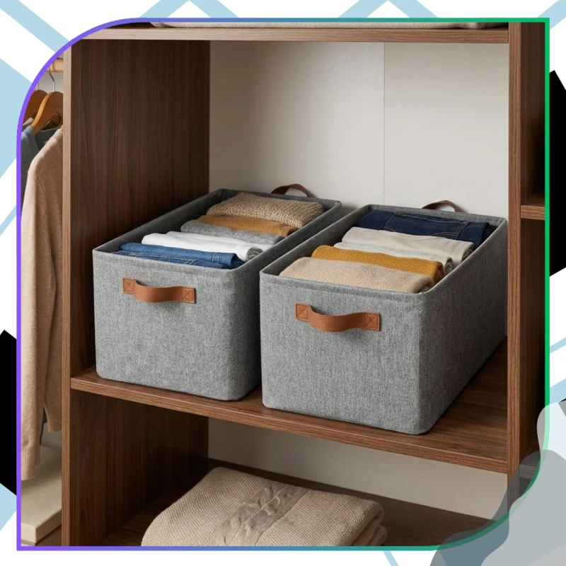 Szary Kosz Do Przechowywania Organizer Do Szafy Z Uchwytem 2 Szt8.webp