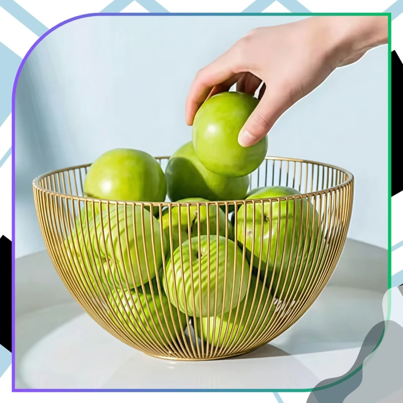 Kosz Na Owoce Metalowy Złoty Nowoczesny Organizer Do Kuchni6.webp