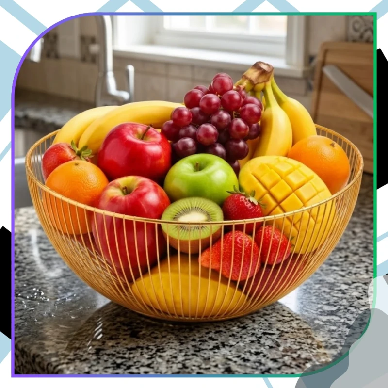 Kosz Na Owoce Metalowy Złoty Nowoczesny Organizer Do Kuchni7.webp