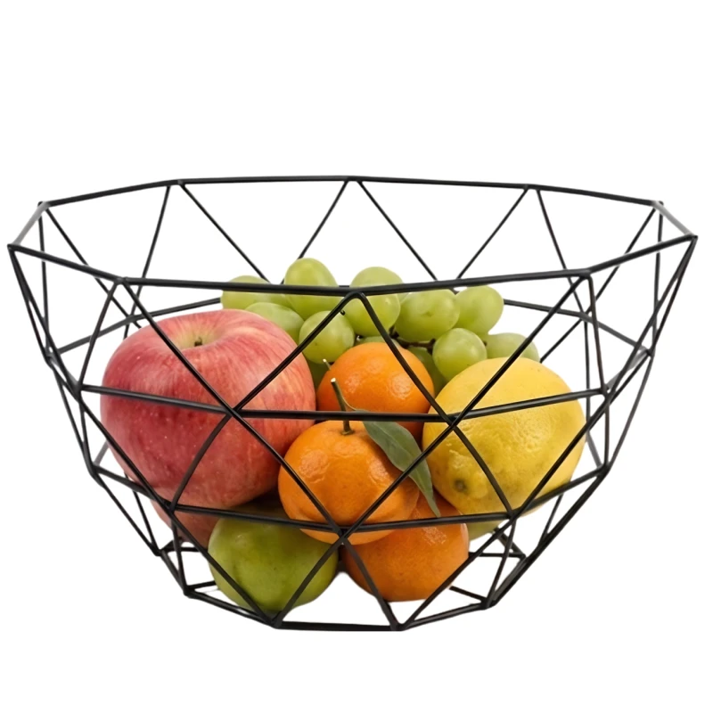 Geometryczny Kosz Na Owoce Czarny Metalowy Nowoczesny 27cm1.webp