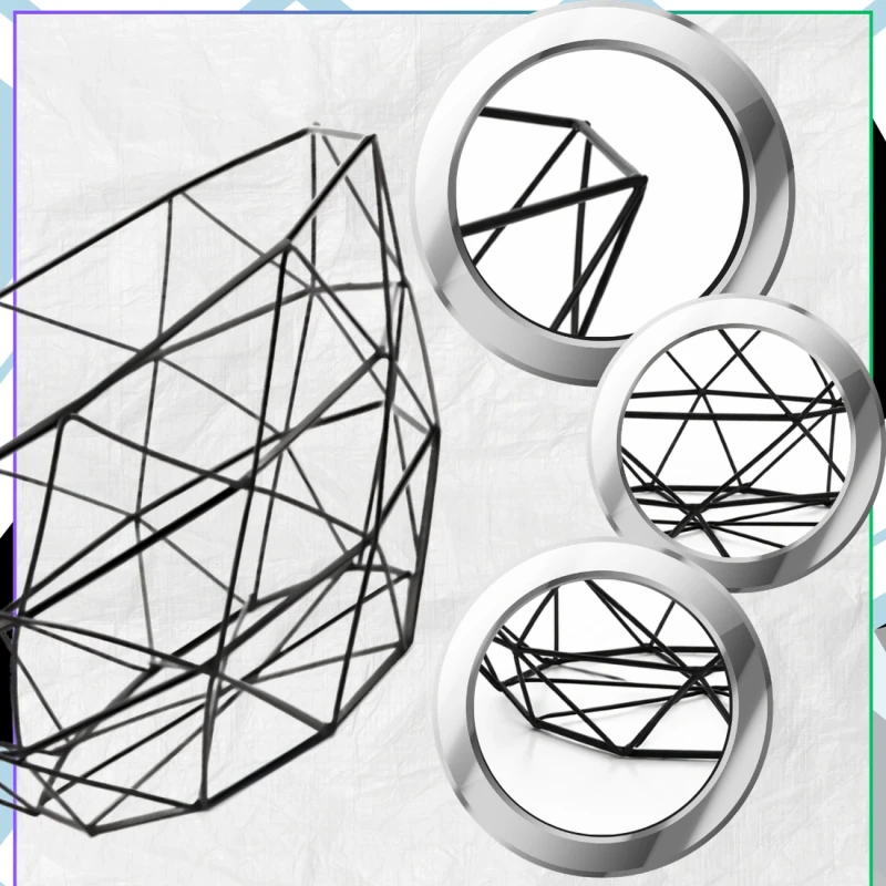 Geometryczny Kosz Na Owoce Czarny Metalowy Nowoczesny 27cm5.webp