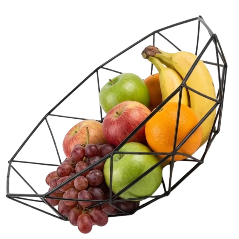 Niska Misa Na Owoce Metalowa Geometryczna Czarna Organizer1.webp