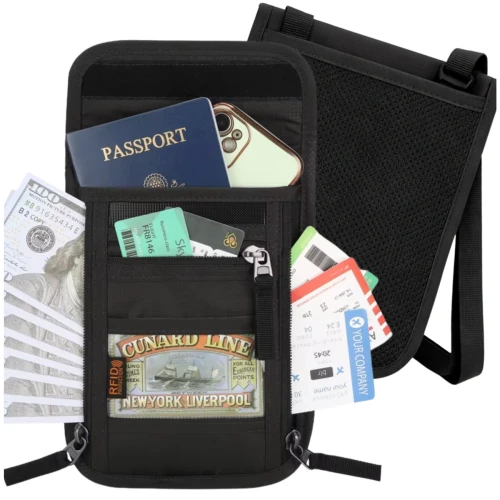 Torba Na Dokumenty RFID Na Szyję Organizer Podróżny Bezpieczny