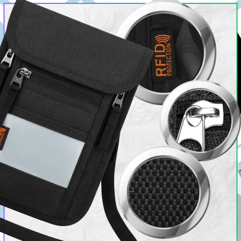 Torba Na Dokumenty RFID Na Szyję Organizer Podróżny Bezpieczny6.webp