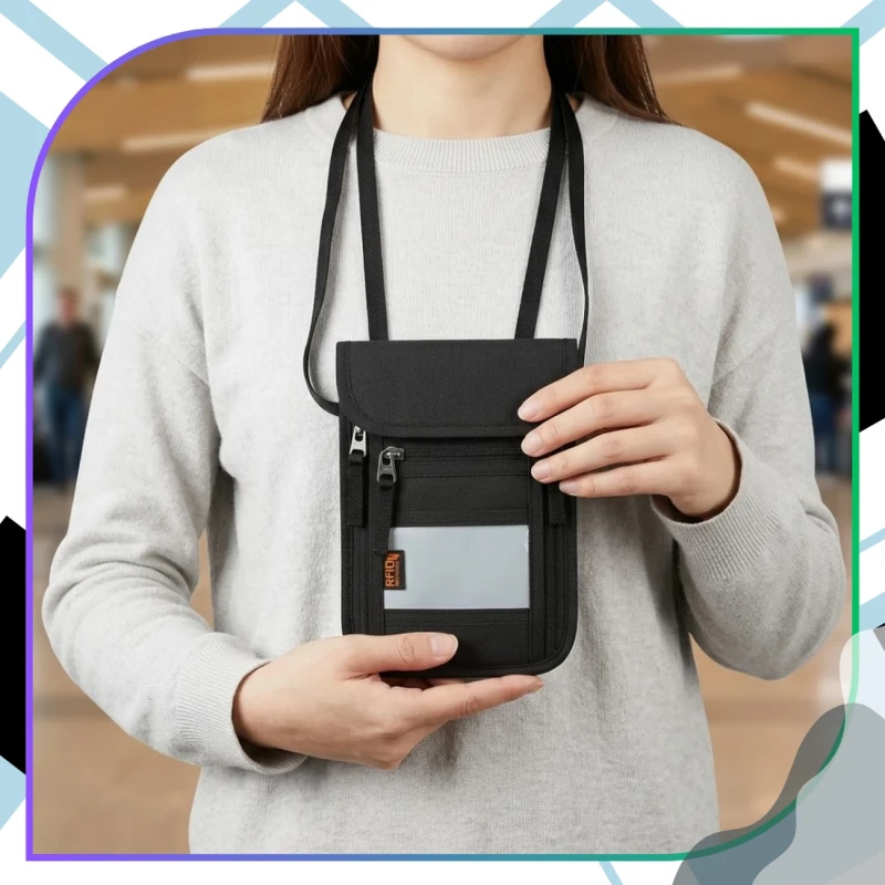 Torba Na Dokumenty RFID Na Szyję Organizer Podróżny Bezpieczny9.webp