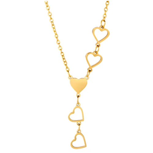 Naszyjnik złoty długi elegancki stal chirurgiczna serca