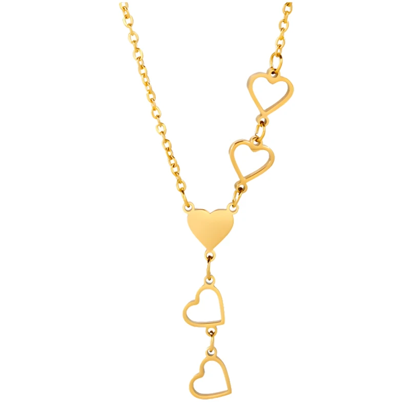 Naszyjnik złoty długi elegancki stal chirurgiczna serca1.webp