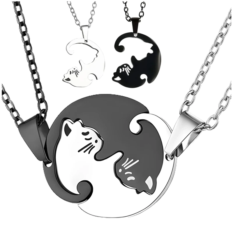 Naszyjnik Stal chirurgiczna BEST FRIENDS Dla Par Kot Koty2.webp