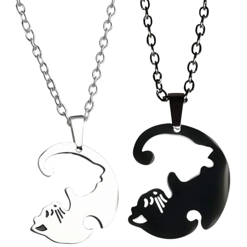 Naszyjnik Stal chirurgiczna BEST FRIENDS Dla Par Kot Koty4.webp