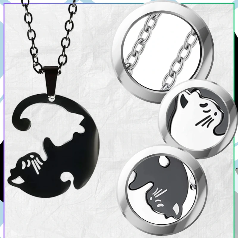 Naszyjnik Stal chirurgiczna BEST FRIENDS Dla Par Kot Koty5.webp