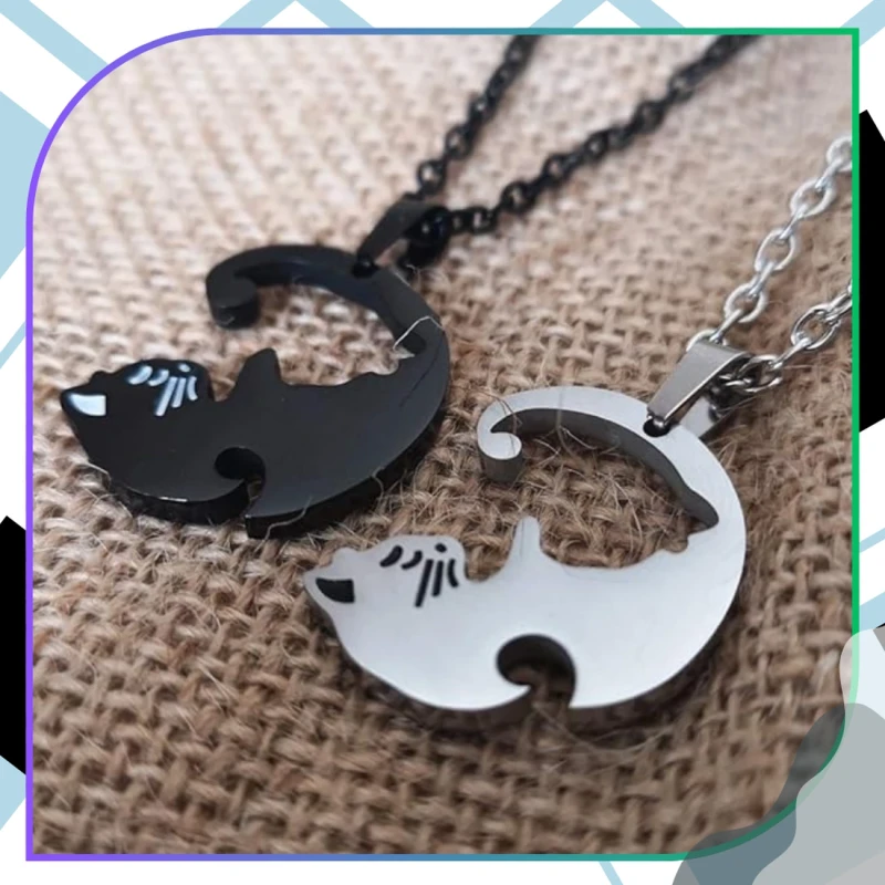 Naszyjnik Stal chirurgiczna BEST FRIENDS Dla Par Kot Koty6.webp