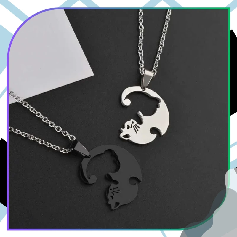 Naszyjnik Stal chirurgiczna BEST FRIENDS Dla Par Kot Koty7.webp