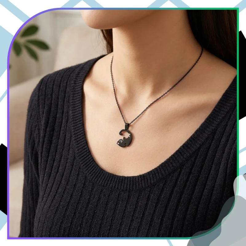 Naszyjnik Stal chirurgiczna BEST FRIENDS Dla Par Kot Koty9.webp