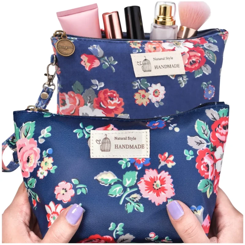 Organizer Kosmetyczka Kwiatowa Wodoodporna Pojemna Na Zamek3.webp