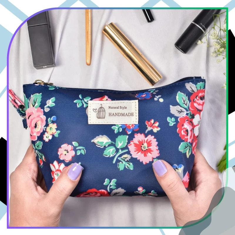 Organizer Kosmetyczka Kwiatowa Wodoodporna Pojemna Na Zamek6.webp