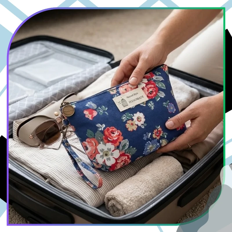 Organizer Kosmetyczka Kwiatowa Wodoodporna Pojemna Na Zamek8.webp