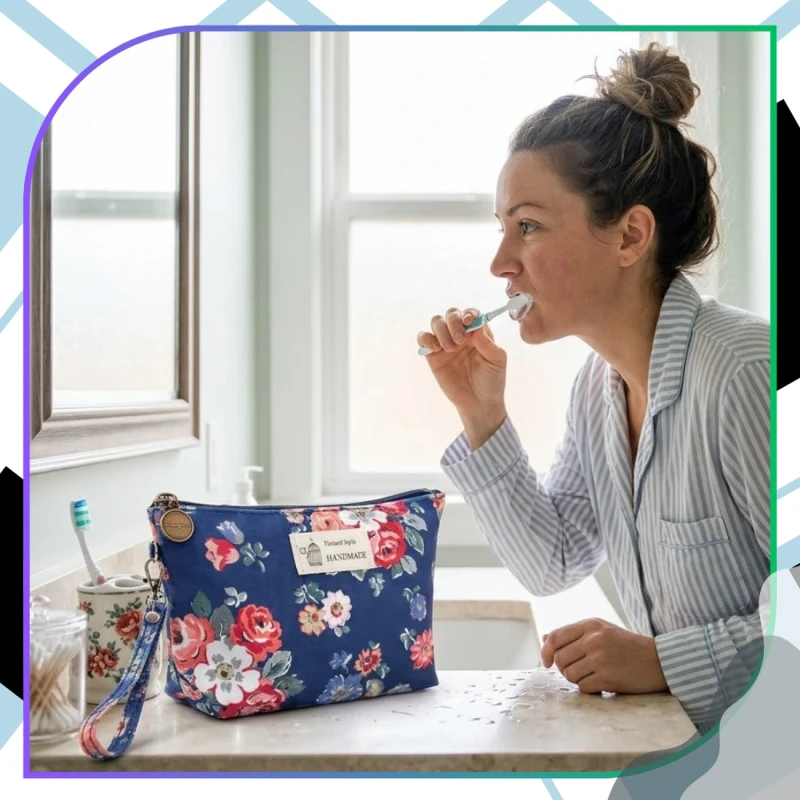 Organizer Kosmetyczka Kwiatowa Wodoodporna Pojemna Na Zamek9.webp