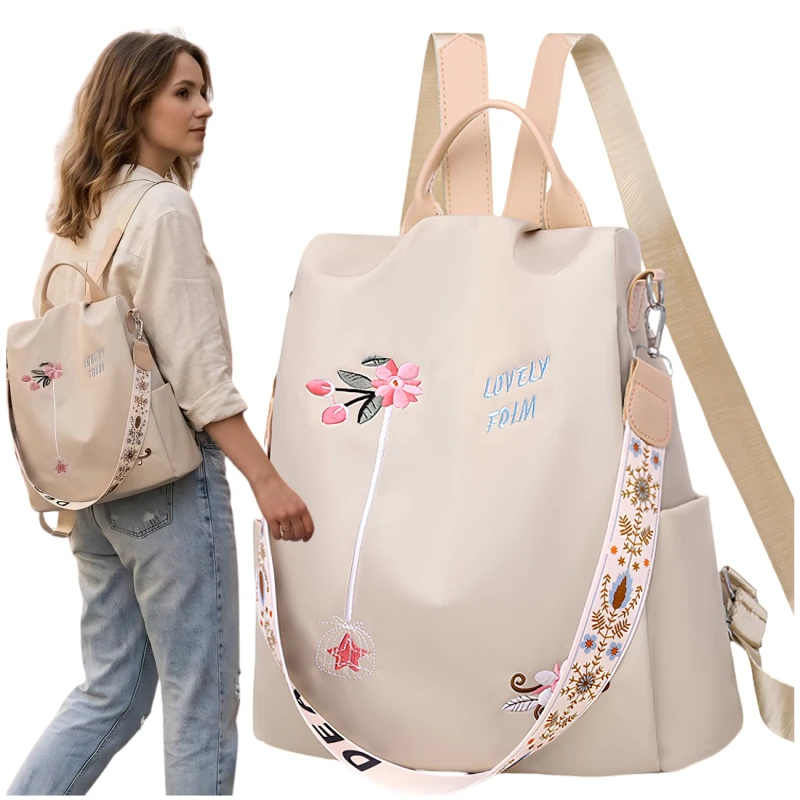 Plecak Damski Miejski Sportowy Pojemny Wodoodporny Kwiaty3.webp