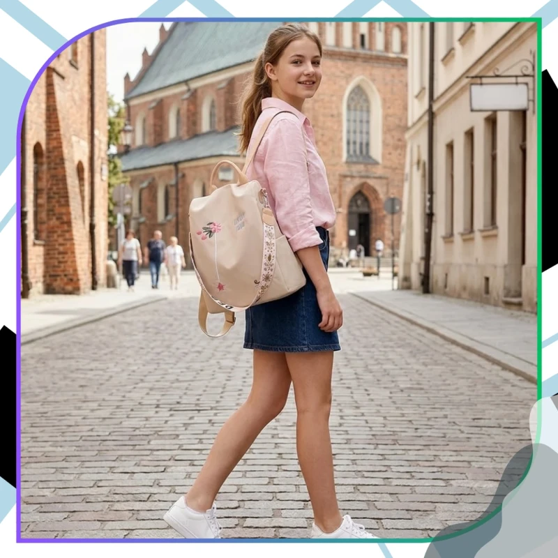 Plecak Damski Miejski Sportowy Pojemny Wodoodporny Kwiaty7.webp