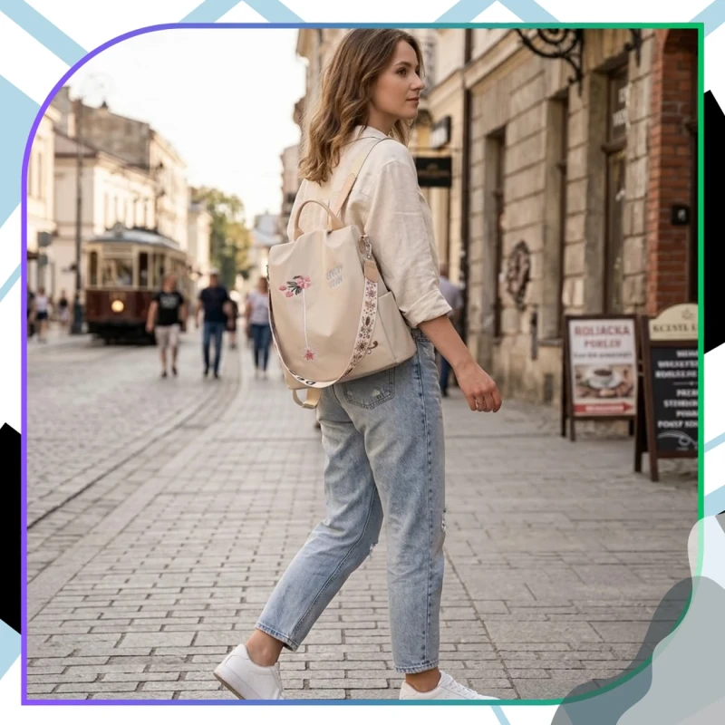 Plecak Damski Miejski Sportowy Pojemny Wodoodporny Kwiaty9.webp