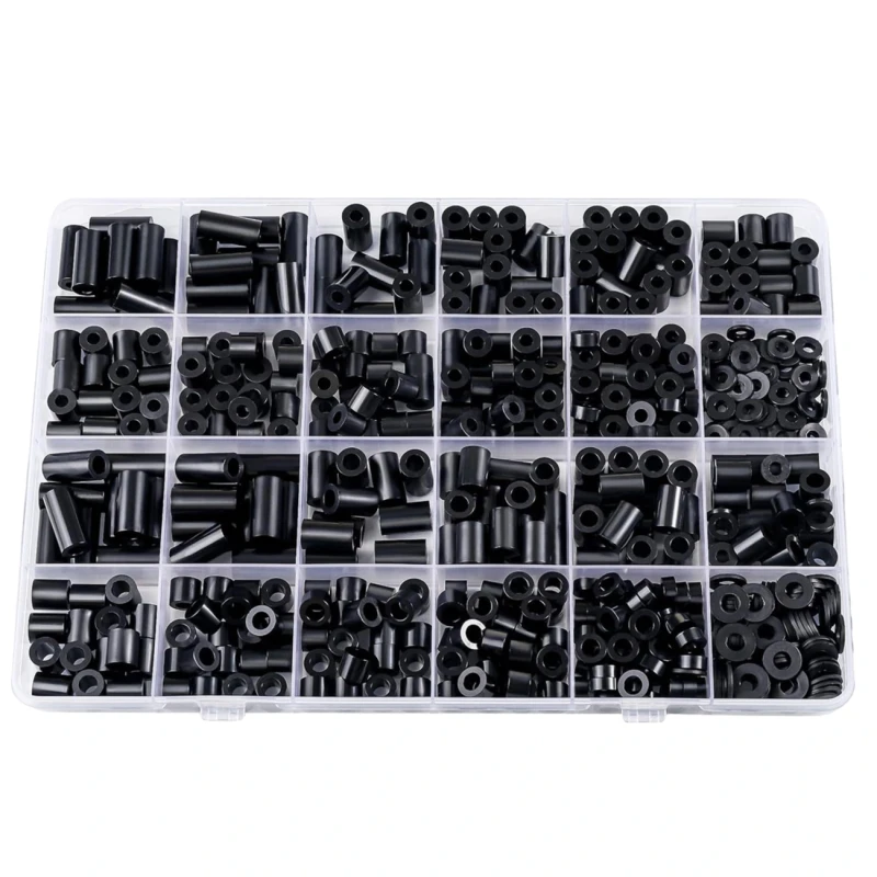 Zestaw dystansów ABS M3 M4 Tuleje Podkładki 320 Szt Organizer1.webp