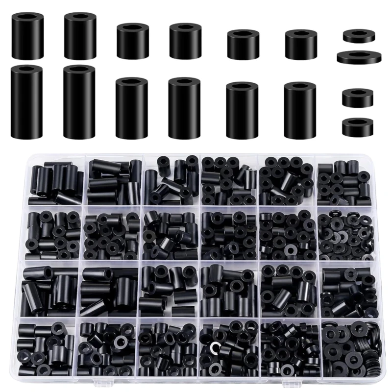 Zestaw dystansów ABS M3 M4 Tuleje Podkładki 320 Szt Organizer2.webp