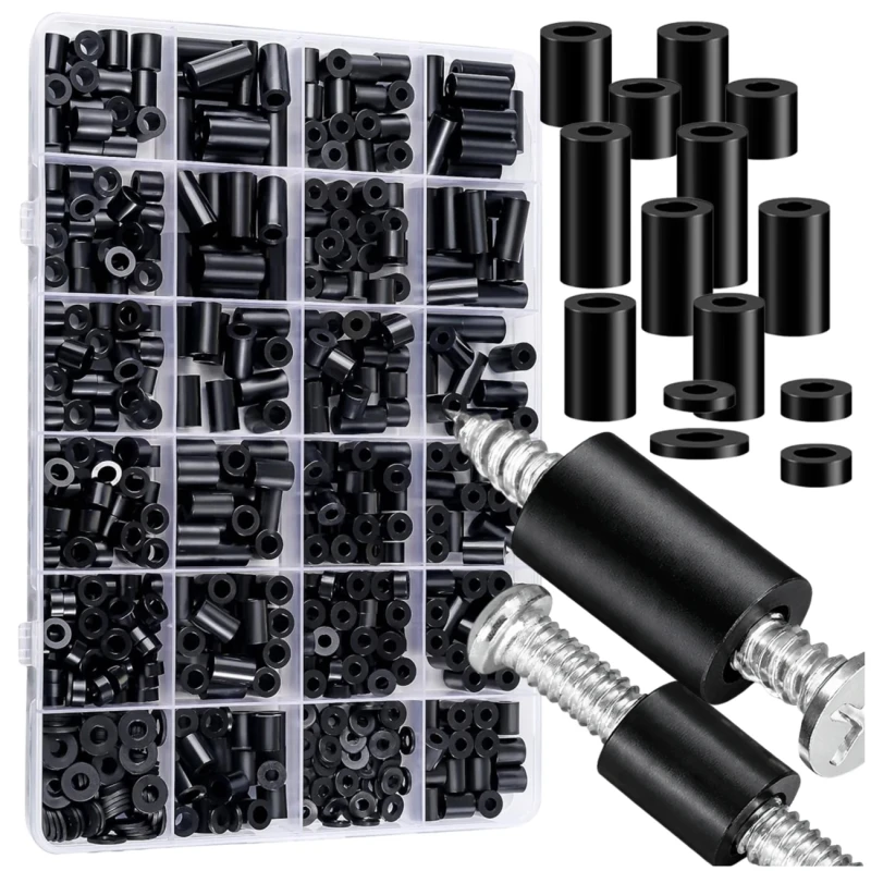 Zestaw dystansów ABS M3 M4 Tuleje Podkładki 320 Szt Organizer3.webp