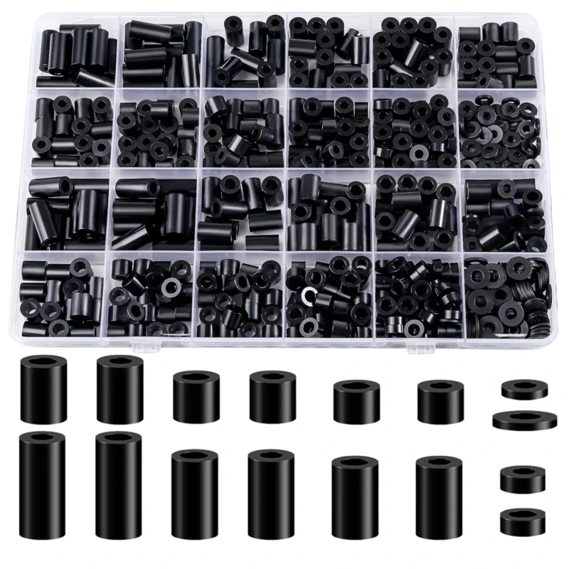 Zestaw dystansów ABS M3 M4 Tuleje Podkładki 320 Szt Organizer4.webp