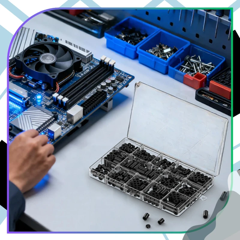 Zestaw dystansów ABS M3 M4 Tuleje Podkładki 320 Szt Organizer8.webp