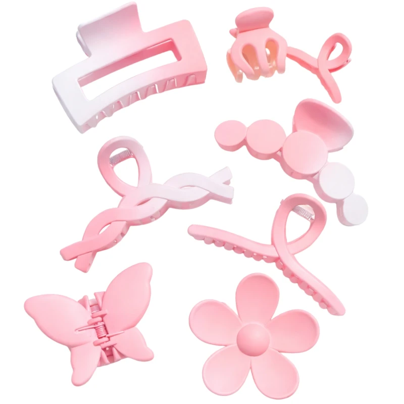 Zestaw Spinek Do Włosów 8 Szt Kokarda Kwiat Klamry 10,5 Cm Różowe4.webp