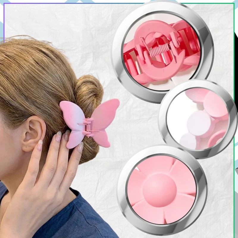 Zestaw Spinek Do Włosów 8 Szt Kokarda Kwiat Klamry 10,5 Cm Różowe5.webp