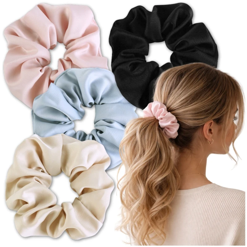 Zestaw gumek do włosów satynowe 4 szt scrunchie francuski styl2.webp